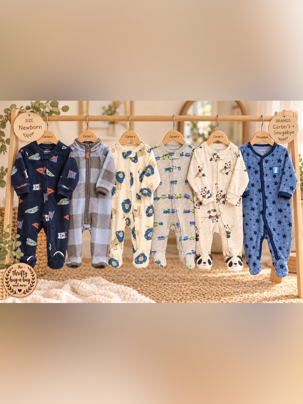 Carter’s Snugabye Newborn Sleeper Bundle 6 Baby Footed Pajamas NB